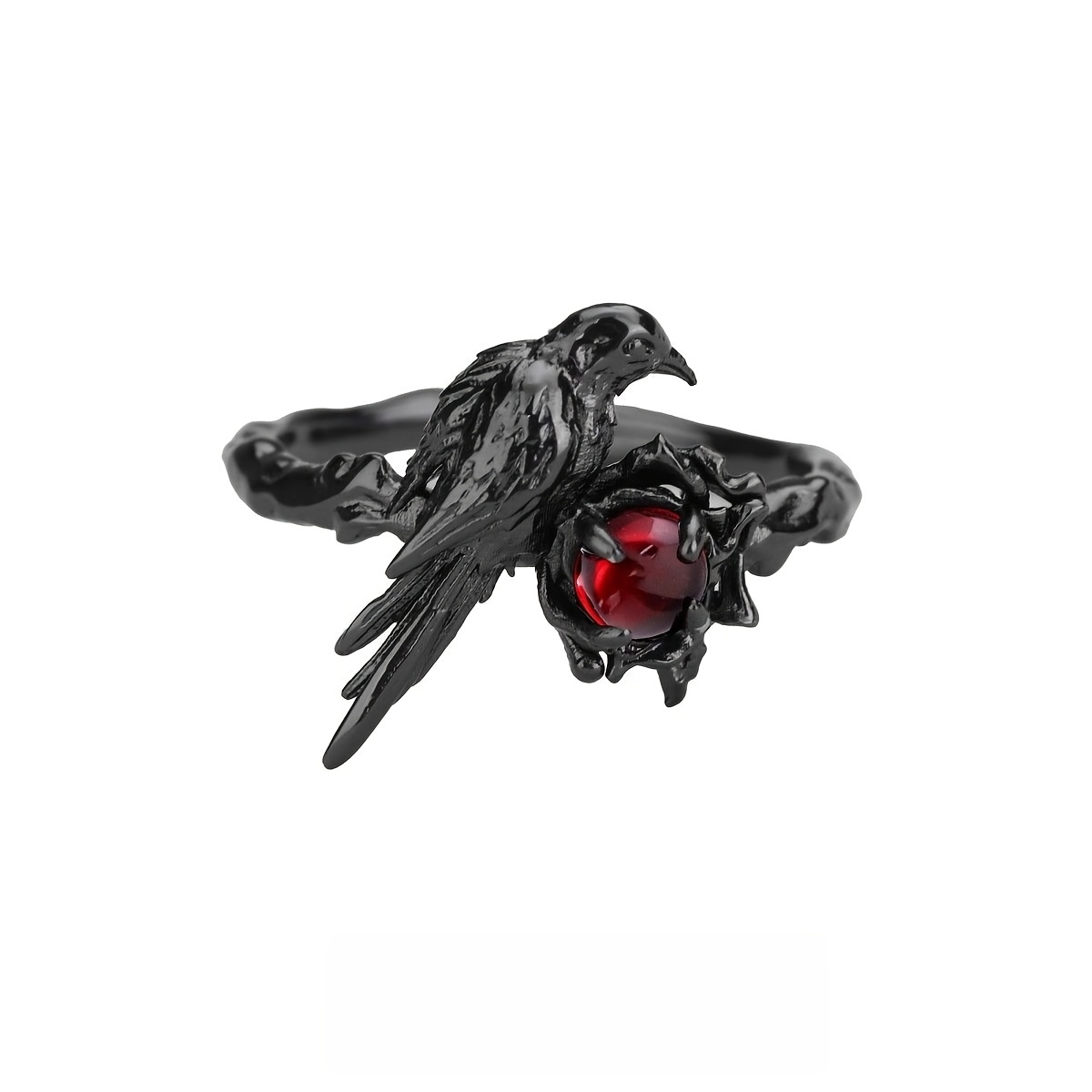 

Y2k Gothic Ring With Red Gemstone Accents - Jewelry For And Gift- - Accessory For Gothic Fashion Outfits
