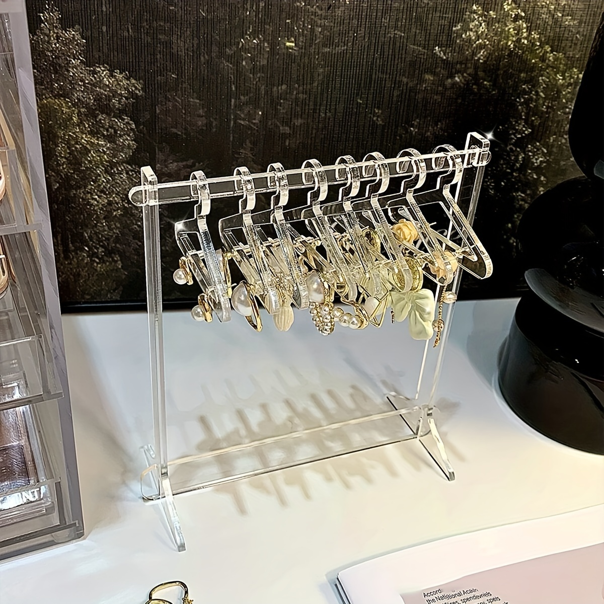 

1 Set/2 Sets Creative Hanger Jewelry Storage Display Rack, Acrylic Earring Rack Creative Practical Convenient Supplies