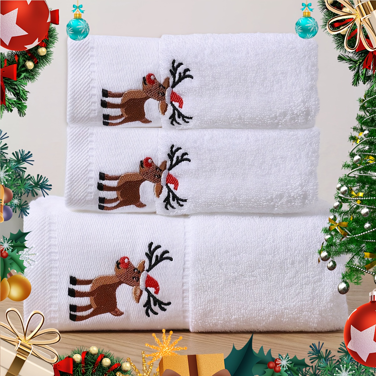 

3pcs Christmas Towel Set - -, & - Bath Towels & Santa Embroidery - Includes 2 Bath Towels ("x29.5") Bath Towel (27.6"x55.1") - For &