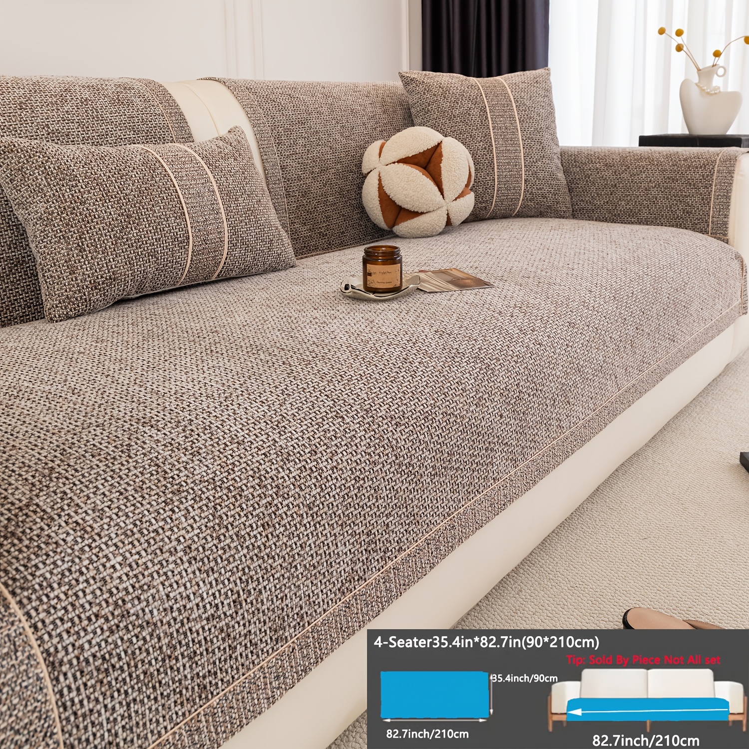 TEMU Jit1pcs Of Retro Chenille Anti Slip Sofa Cover, Suitable For , Classic And Durable Sofa Cushion, , Pet Friendly, Machine Washable, Suitable For