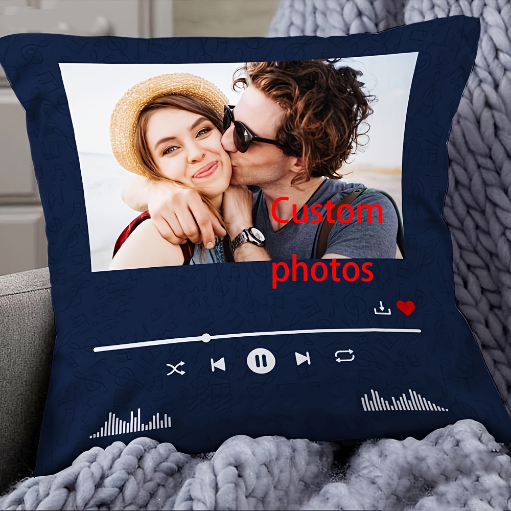 

1pc Custom Short Plush Pillow Cover Single Sided Printing 18×18inch, Personalized Couple Custom Music Song Pillow Custom Love, Couple Photo Pillow W Any Picture Personalized Cover With Your Loved Ones