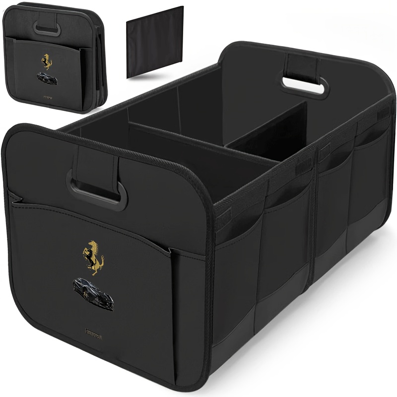 TEMU 1pc For Car & Car Folding Storage Box Black Minimalist Luggage Organizer Space Dust-proof, Durable Oxford Material Ideal For Travel Vehicle