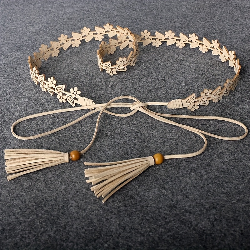 E-shop 1 Stück Damen Beige Quasten Hüftgurt mit Lochmuster