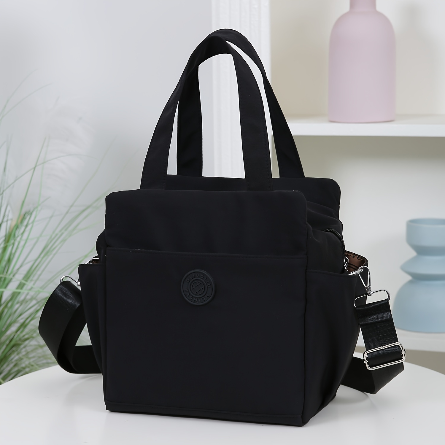 TEMU New Arrival: Thickened Fabric, Solid Color, Aluminum Foil Lining, Large Capacity Lunch Bag, Bento Bag, Cloth Bag, Handbag, Tote Bag, Shoulder
