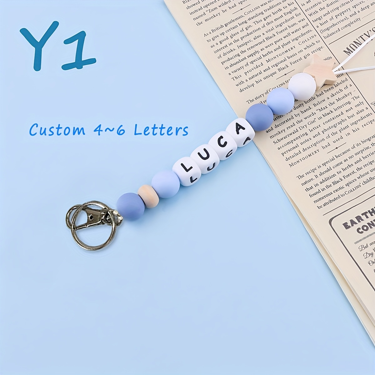 E-shop 1 Personalisiertes Silikon-Buchstaben-Schlüsselanhänger, Stern-Frisch-Element, Namensschild für Tasche/Wasserflasche – Geschenk zum Muttertag