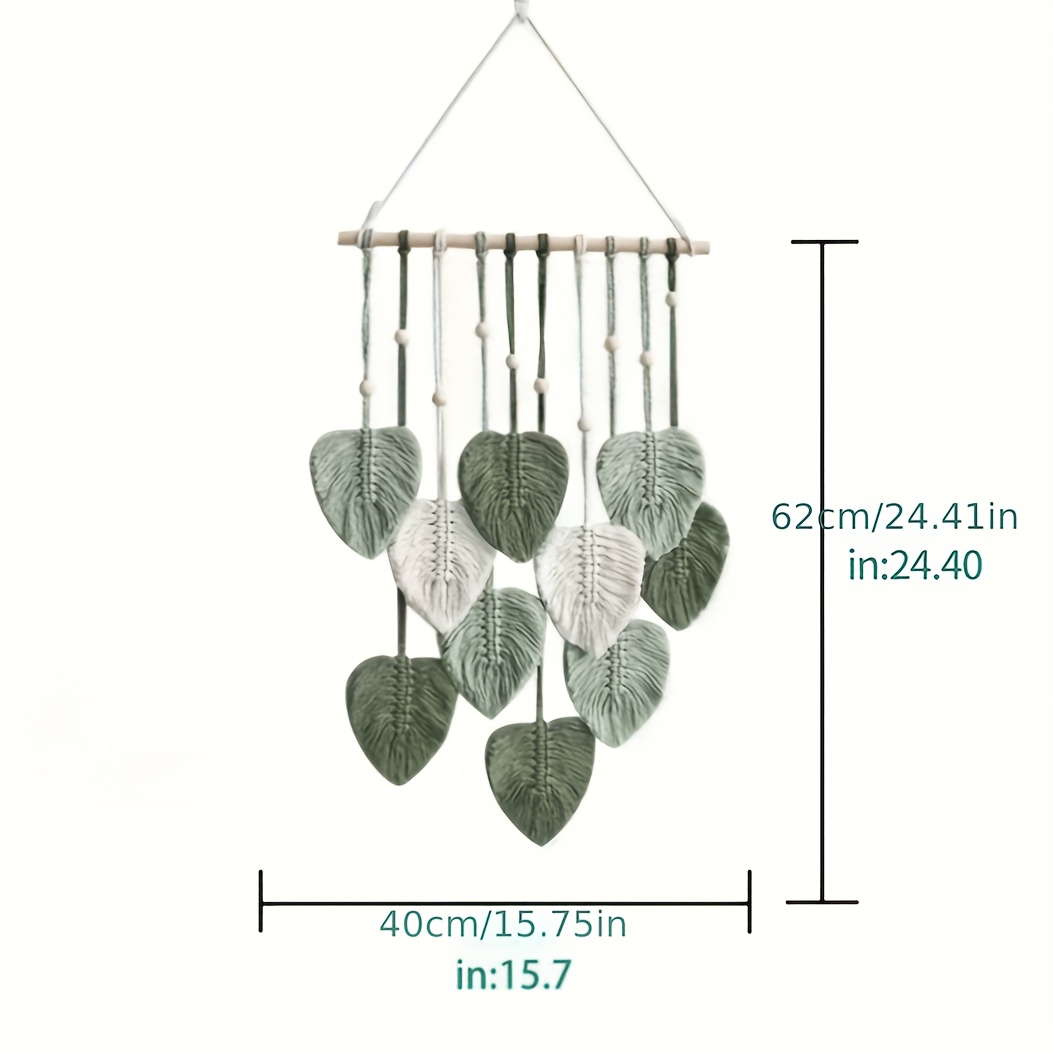 TEMU 1 pièce Tapisserie Bohème 10 Feuilles Décoration Murale - Thème Feuille Verte Naturelle - Tissu pour Noël, Maison, Chambre, Salle de Classe,