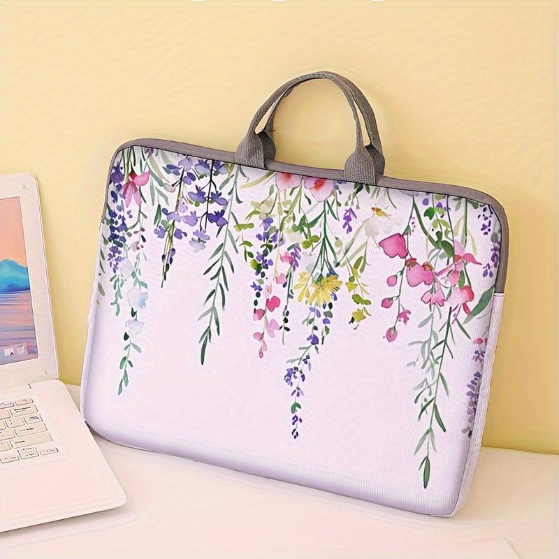 Borsa Per Laptop Da 14 Pollici Con Design Floreale – Custodia Morbida 35x26x3 Cm, Per Lavoro E Viaggio, Con Scomparti Per Accessori