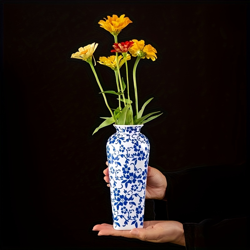 item picture blue and white ceramic decorative vase new chinese style high end vintage blue and white porcelain hydroponic vase home daily decorative bottle