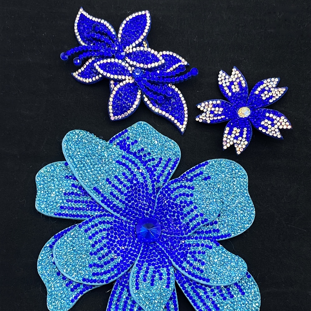 TEMU Un ensemble de fleurs en strass, fleur pleine en diamant, décoration en diamant cousue à , ajouts de vêtements, chaussures, chapeaux, sacs,