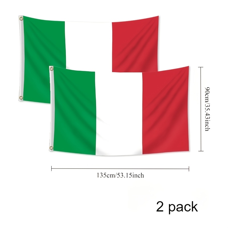 2-pack Italian Flag, Italian Flag, Outdoor Decor, Yard Decor, Garden Decor, Outside Decor 90 X 135cm 60 X 90cm 30 X 45cm, Durable Flag