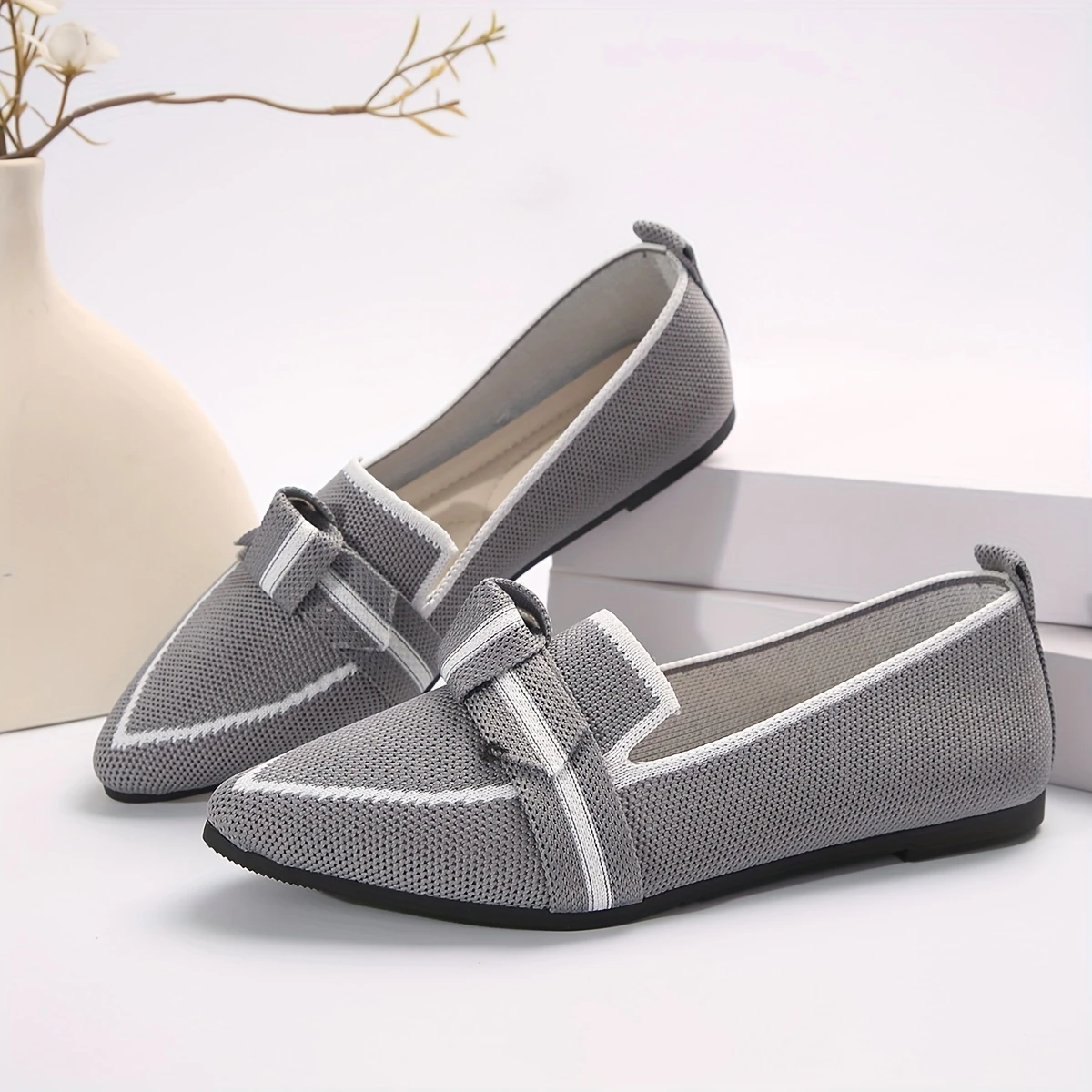 womens elegant purple flats lightweight slip on with pointed toe fabric upper rubber sole shoes casual footwear stylish able footwear details 8