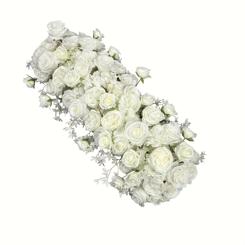 Image of 1pc 100cm/39.37in Diy Wedding Flower Wall Decoration Arransynthetic Gemstoneent Supplies Peony Rose Artificial Flower Row Decoration Wedding Arch Backdrop Decoration