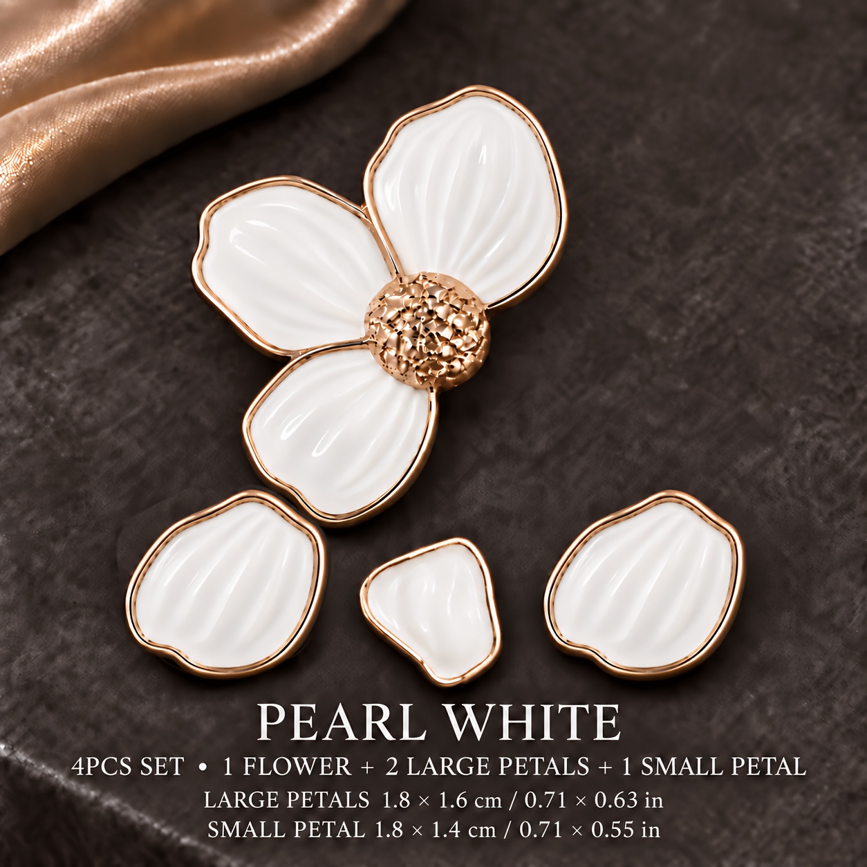 TEMU A Set Of Statement Three-petal Flower Shank Buttons, 4.5cm/1.77in 8cm/0.71in, / Gold-tone Decorative Sewing Replacement Buttons For Blazers,