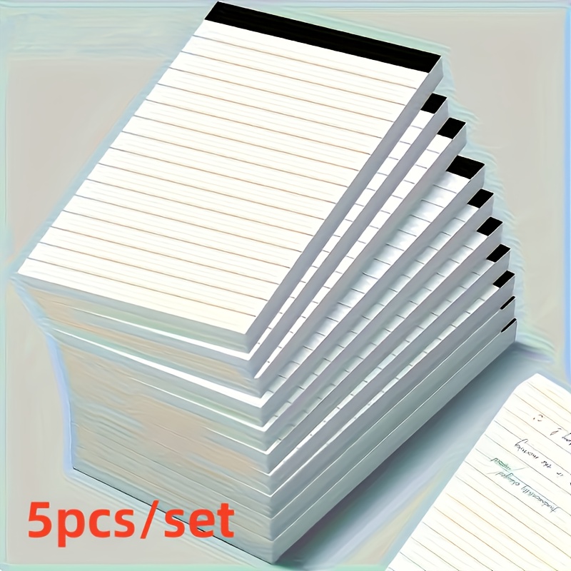 E-shop 5 Stück weiß gestrichene Notizbücher, 3 x 5 Zoll, 30 Blatt Papier, jedes Blatt, Linien, federfrei, für Schule, Büro, Schulanfang, Schulbedarf