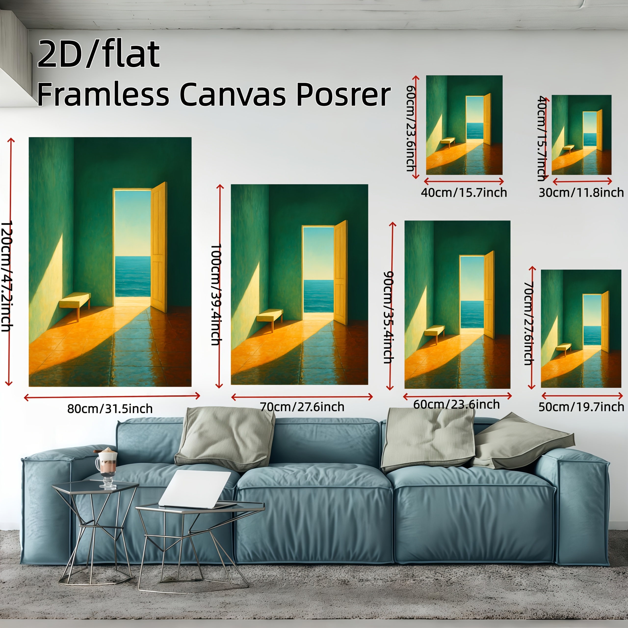 TEMU 2d Flat, 2d Flat, 1pc Wall Art Featuring An Through An Open Door, Designed For Minimalist Spaces. This Interior Scene Includes A Easy And Is