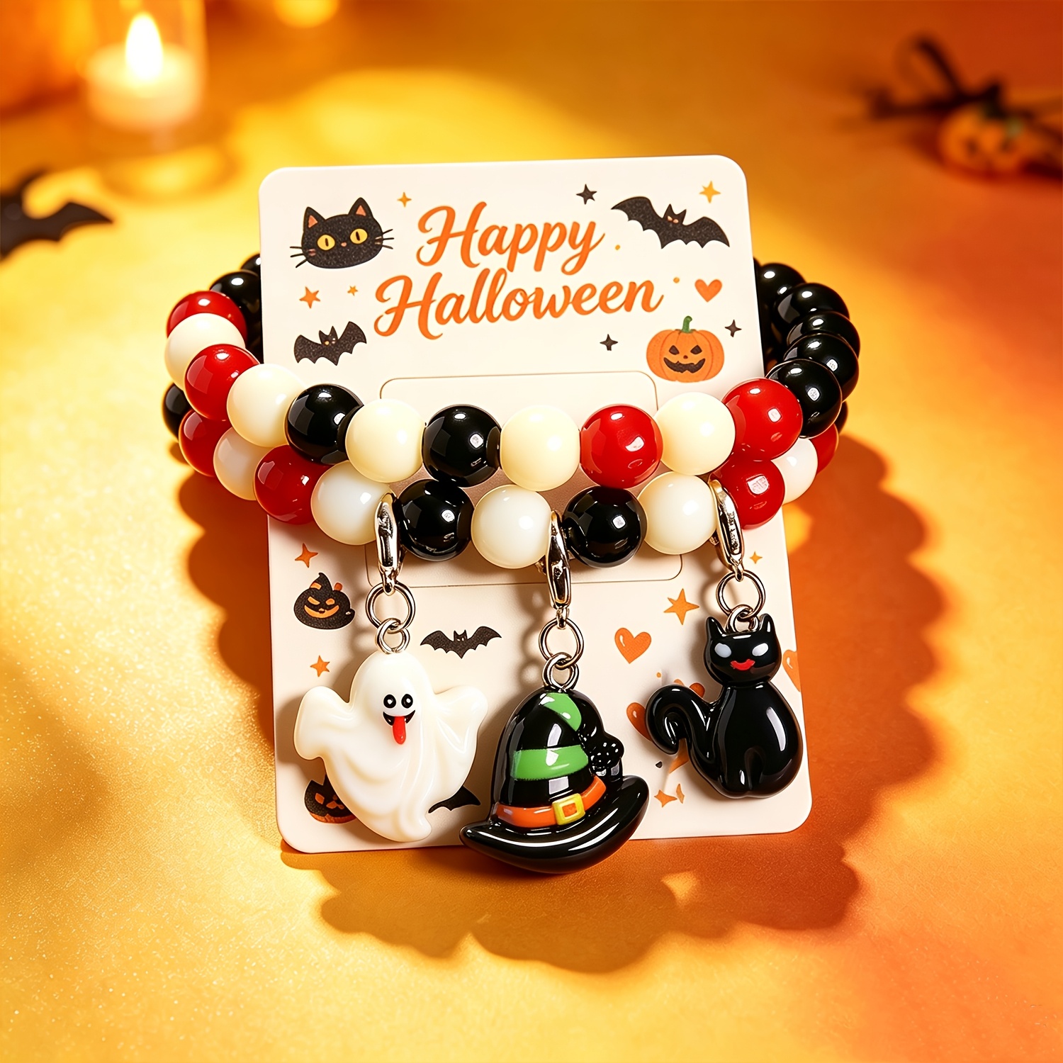 2pcs Gothic Style Round Stone Beaded Bracelet Set