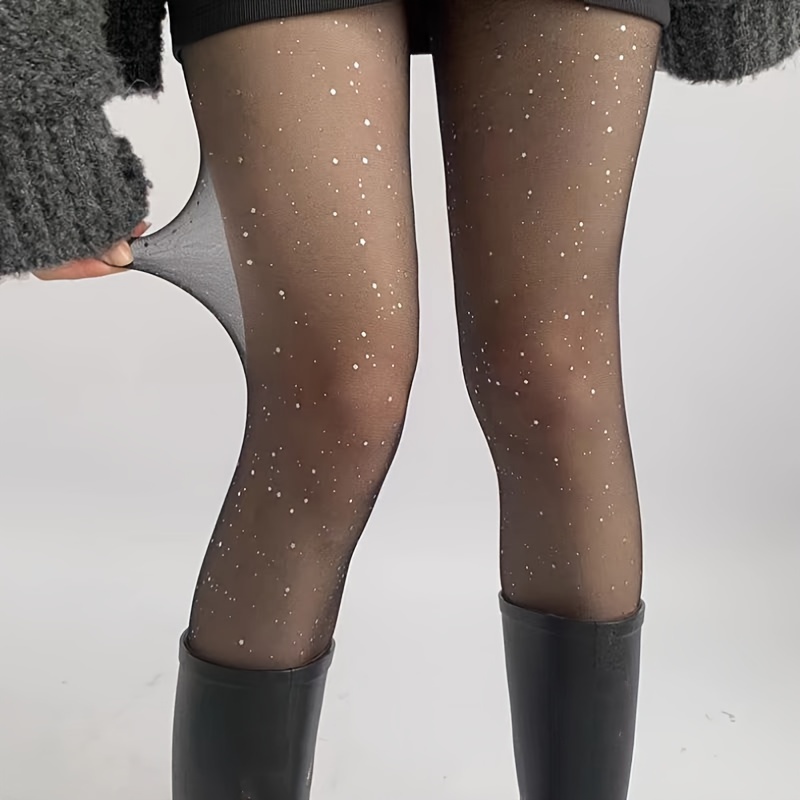 2 pairs of sparkly rhinestone tights sparkly dots tights pure desire b silver leg black socks sequin tights details 0