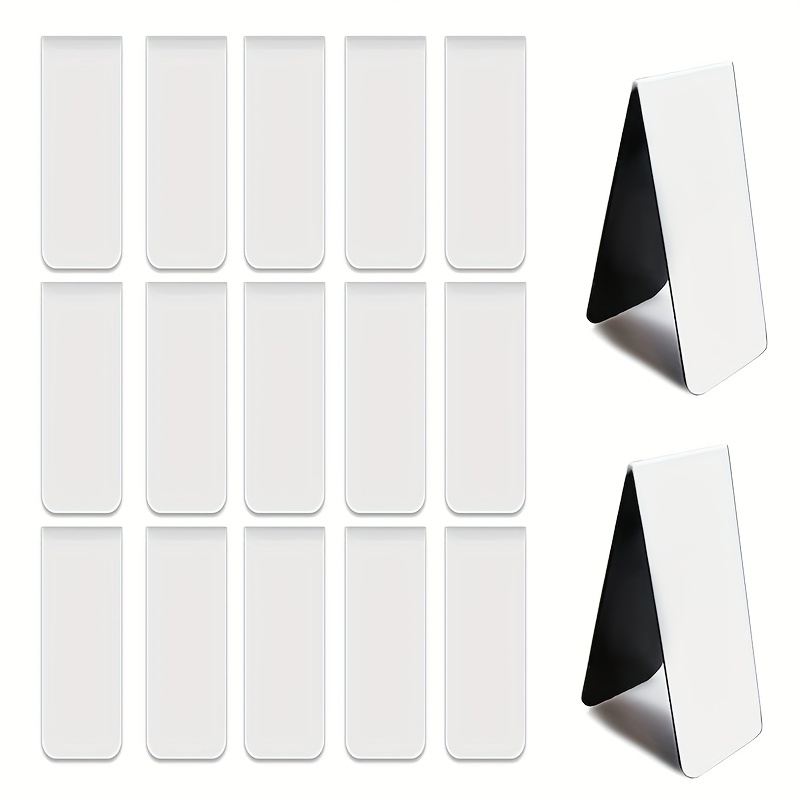 E-shop 15/30 Stk. Sublimations-Magnet-Lesezeichen, leer, weißer Magnet-Seitenmarker, 1× 2,6 Zoll Lesezeichen-Clip, kreatives DIY-Geschenk für Schüler,
