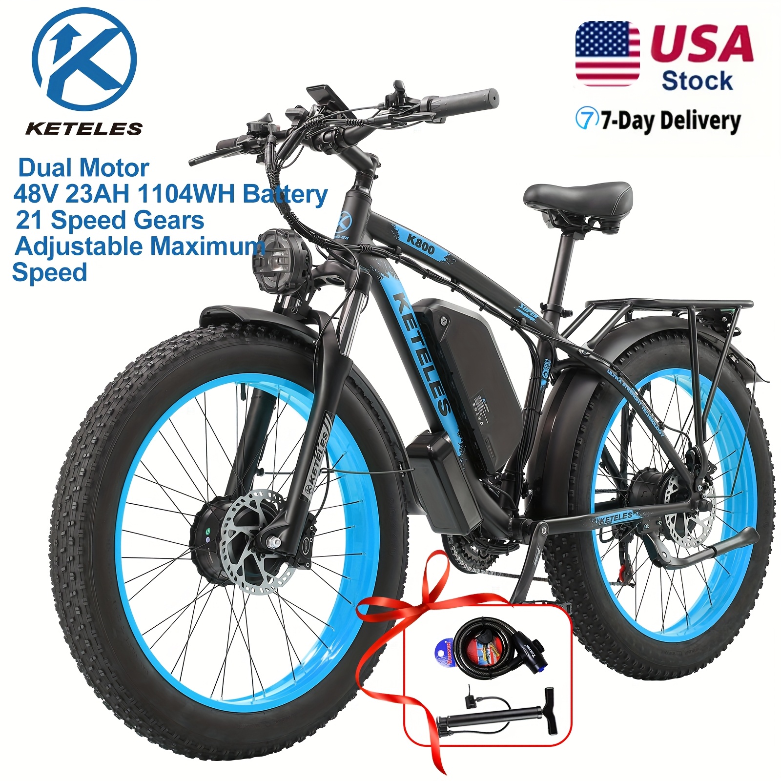TEMU Keteles 26" Electric Bike For Adults, Ebike With 48v 15/20/23ah Removable Lithium-ion Battery, 720w Powerful Brushless Motor, 19.5mph, Up To 50