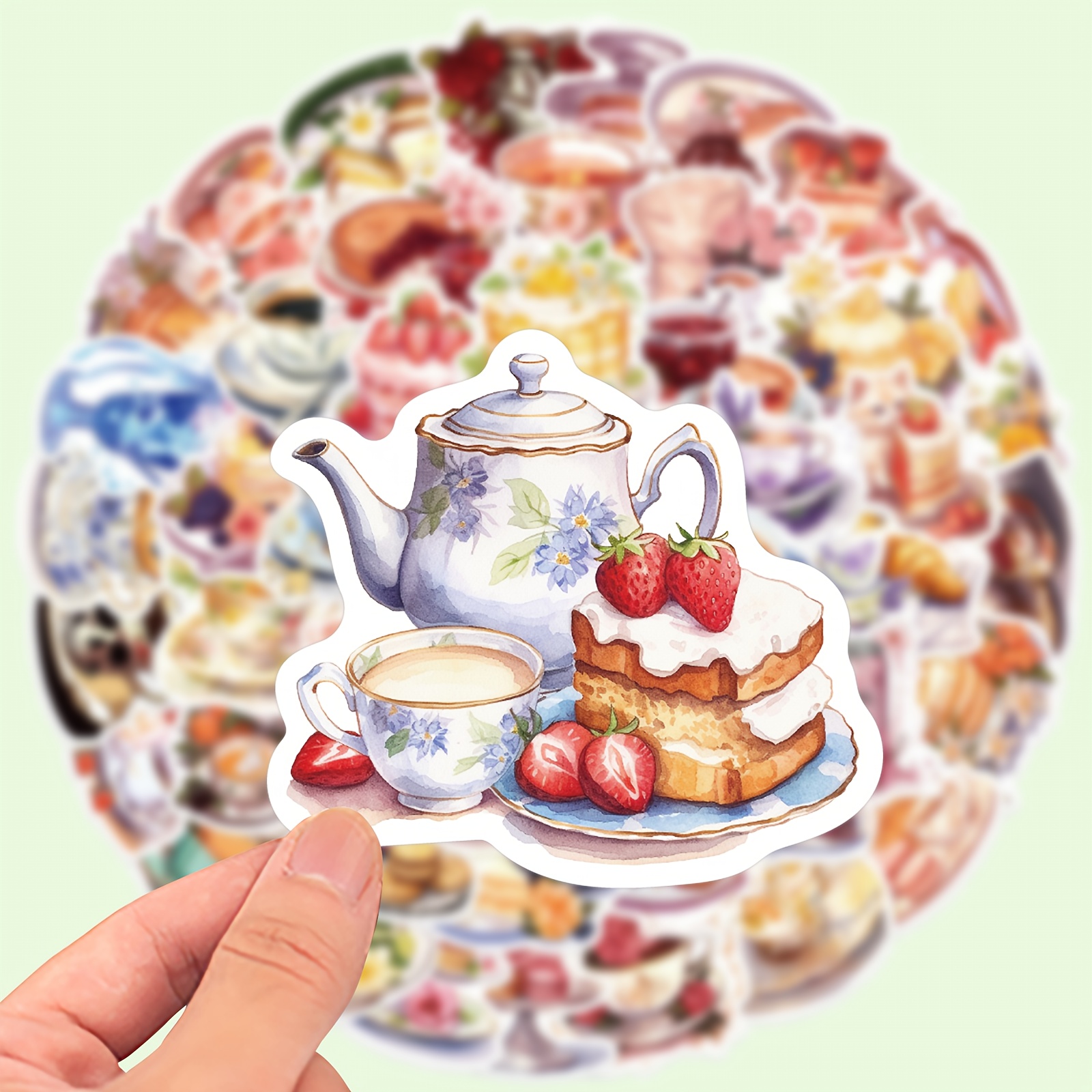

50pcs Tea Graffiti Decorative Stickers, Laptop Water Bottle Luggage Helmet Stickers, Motorcycle Guitar Stickers, Holiday Gifts Gifts