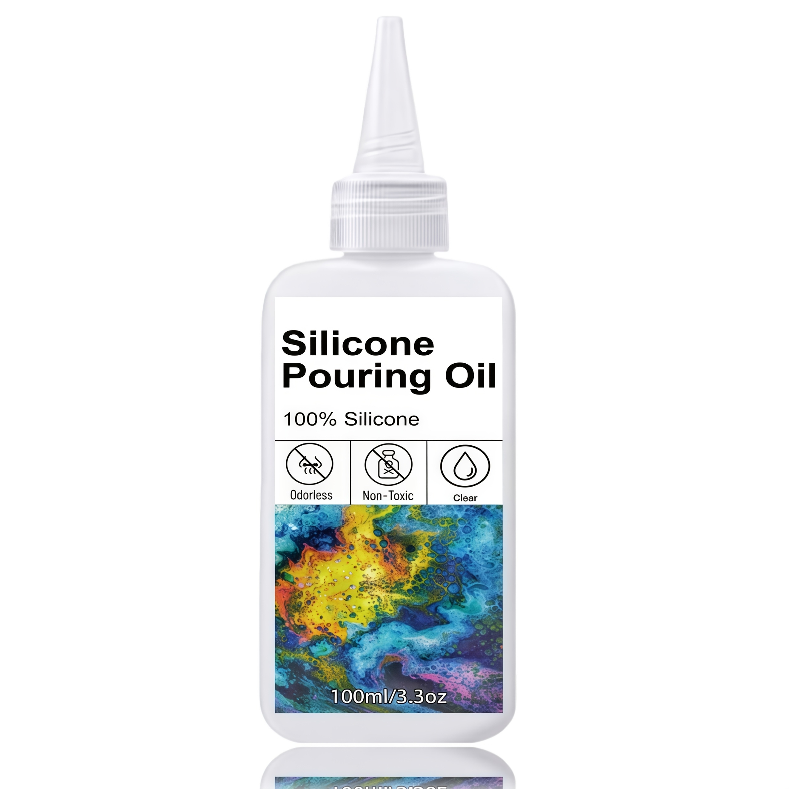 Image of 6.6oz/3.3oz Silicone Pouring Oil - Acrylic Pouring Oil For Special Cell Creation, Acrylic - Silicone Oil For Medium Compatible With Painting Acrylic, Watercolor, (200ml/100ml)