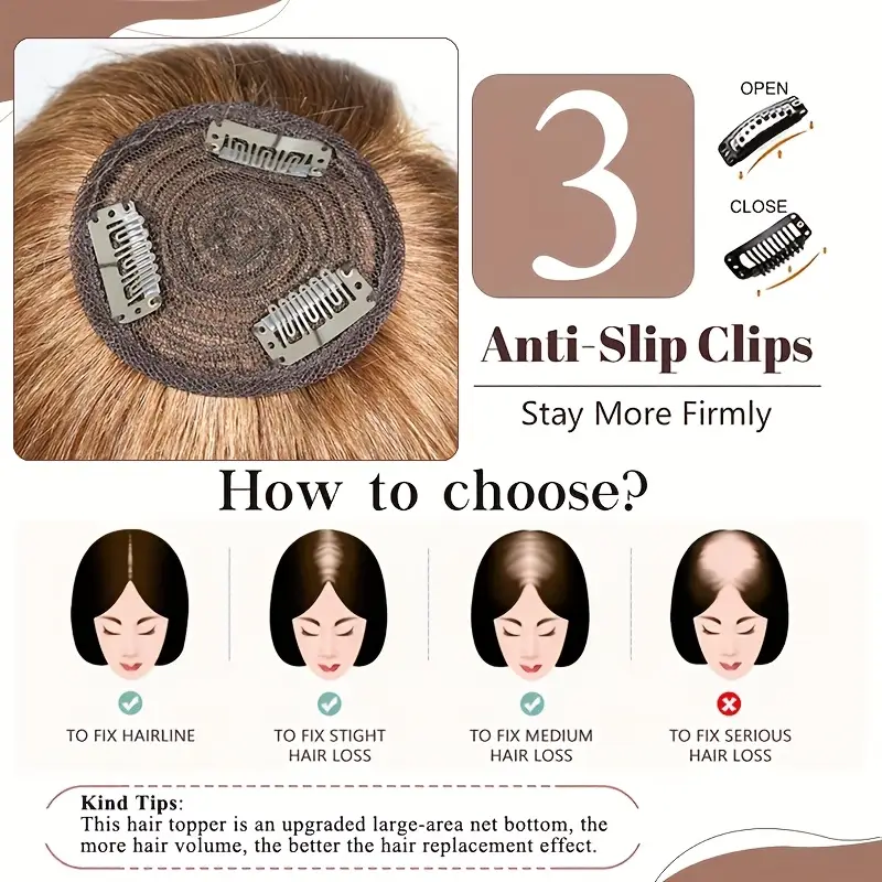 360 coverage human hair topper wig with bangs straight clip in hairpiece for thinning hair 6 color hair extensions for women natural look versatile styling hair wig hair volume enhancer texture details 6