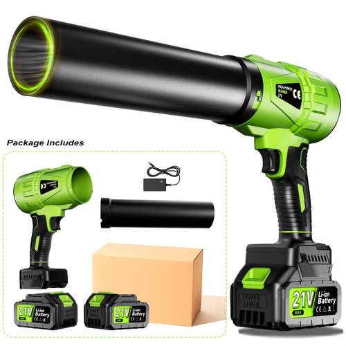 21v cordless blower high pressure leaf blower with interchangeable nozzles with 2 or 1 battery ergonomic handle lithium for home car snow ideal holiday birthday gift