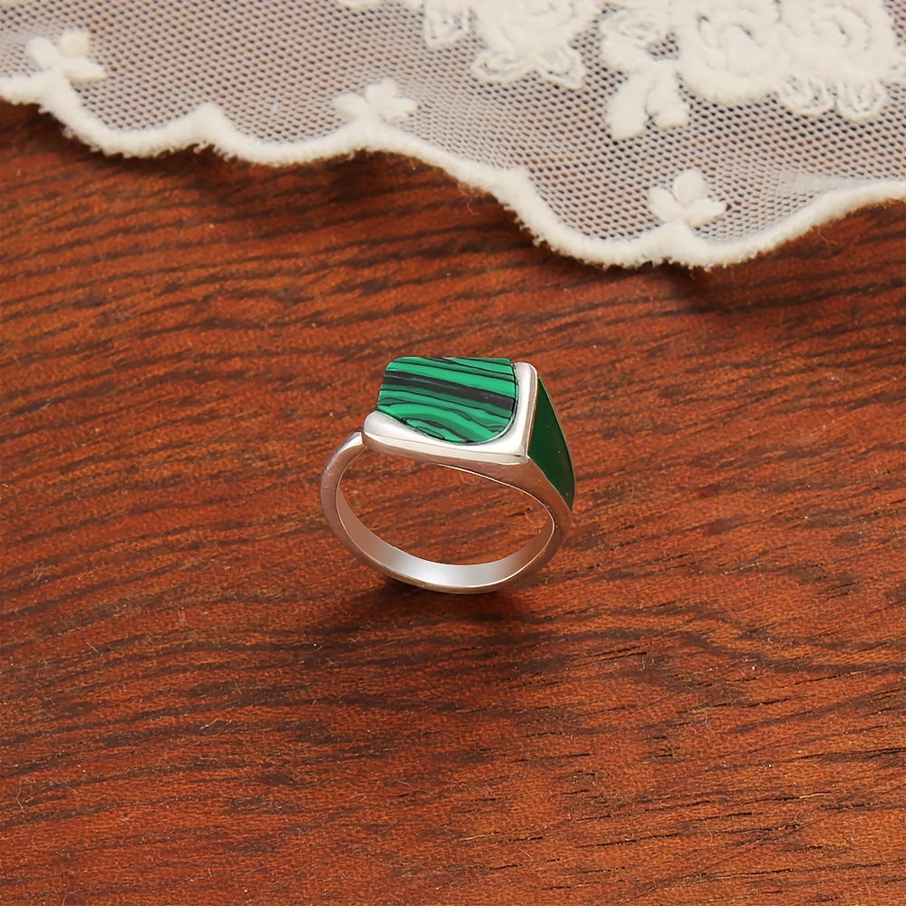   vintage elegant 925 sterling silver open cushion ring with turquoise inlay no plating versatile for daily party wear   compatible details 2