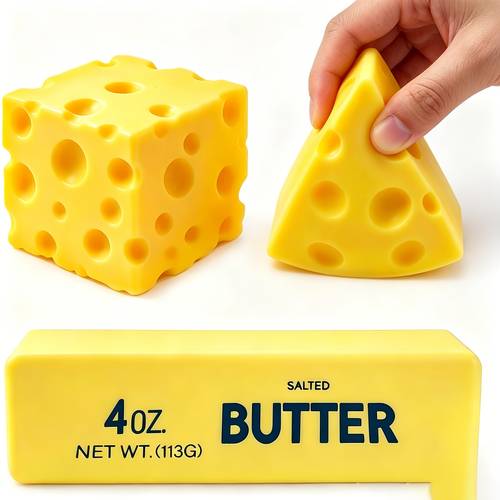 1pc Random Butter & Toys - Slow Rising Relax Squeeze Balls, Realistic Food Shaped Decompression Toys, Soft Sensory Toys for Kids, Multiple s ,
