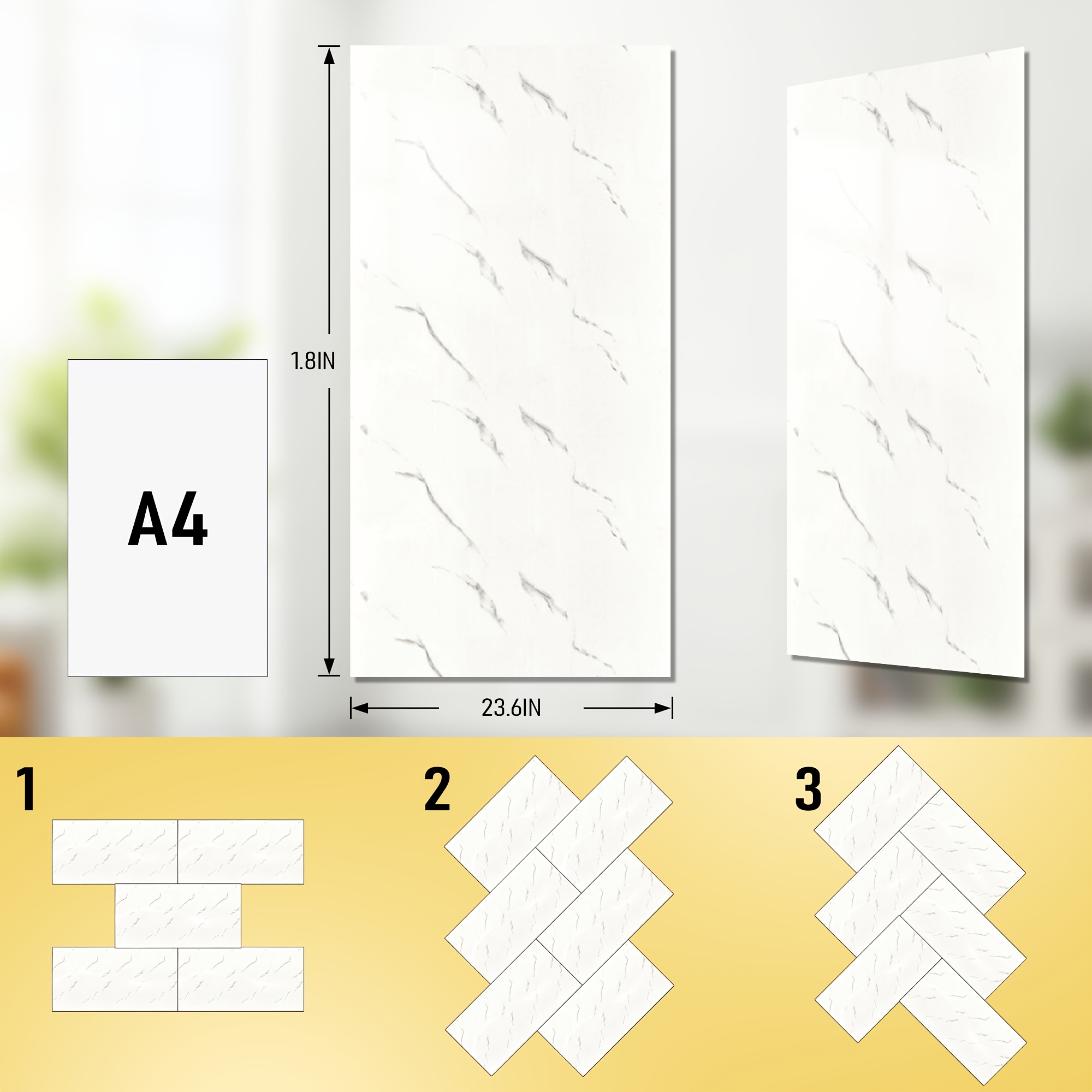 20/40/60/100pcs Marble Effect Self-adhesive Wall Tiles, Vinyl Foam Wall Stickers, Easy To Clean And Cut, Wall Stickers Durable, For Bathroom, Living Room, Kitchen, Bedroom Renovation, .