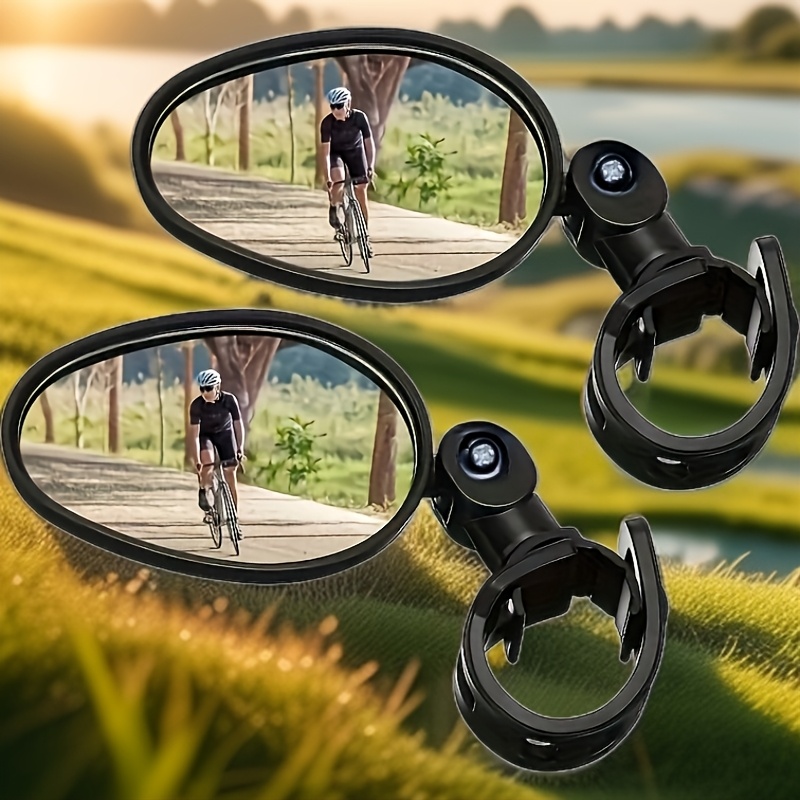 

2pcs Convex Bike Mirrors - Fit, Black Rubber Safety Reflectors For Cycling