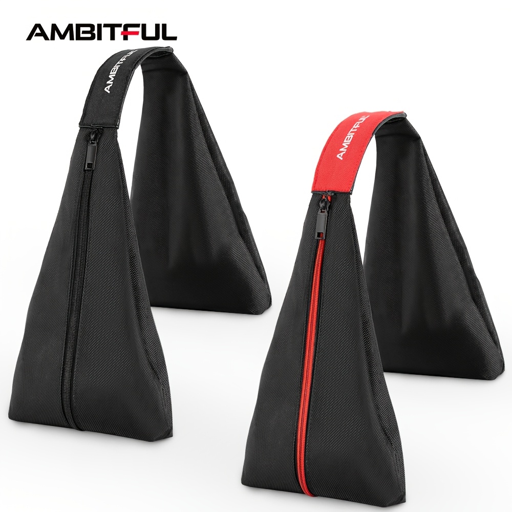 

Ambitful Dual-section 5kg -bearing Sandbag With Zipper - Polyester, Thickened For Photography & Video Studio, Boom , Black With Red Strap