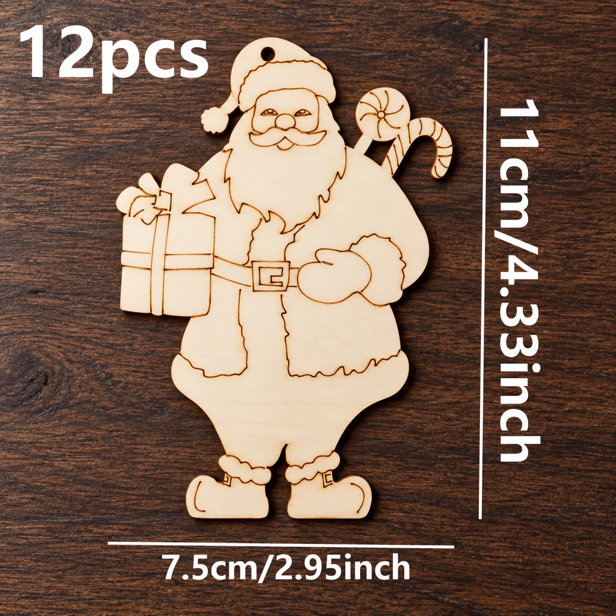 TEMU 12pcs Ornements en bois de Père Noël, décoration de peinture et de gribouillage, décoration de fête de mariage dans , décoration de de famille,