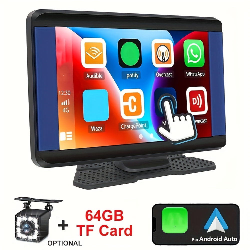 Autoradio sans fil Carplay Android Auto avec caméra de recul, autoradio à  écran tactile de 7 pouces avec mains libres/lien miroir/GPS/commande  vocale/carte TF/AUX - Temu France