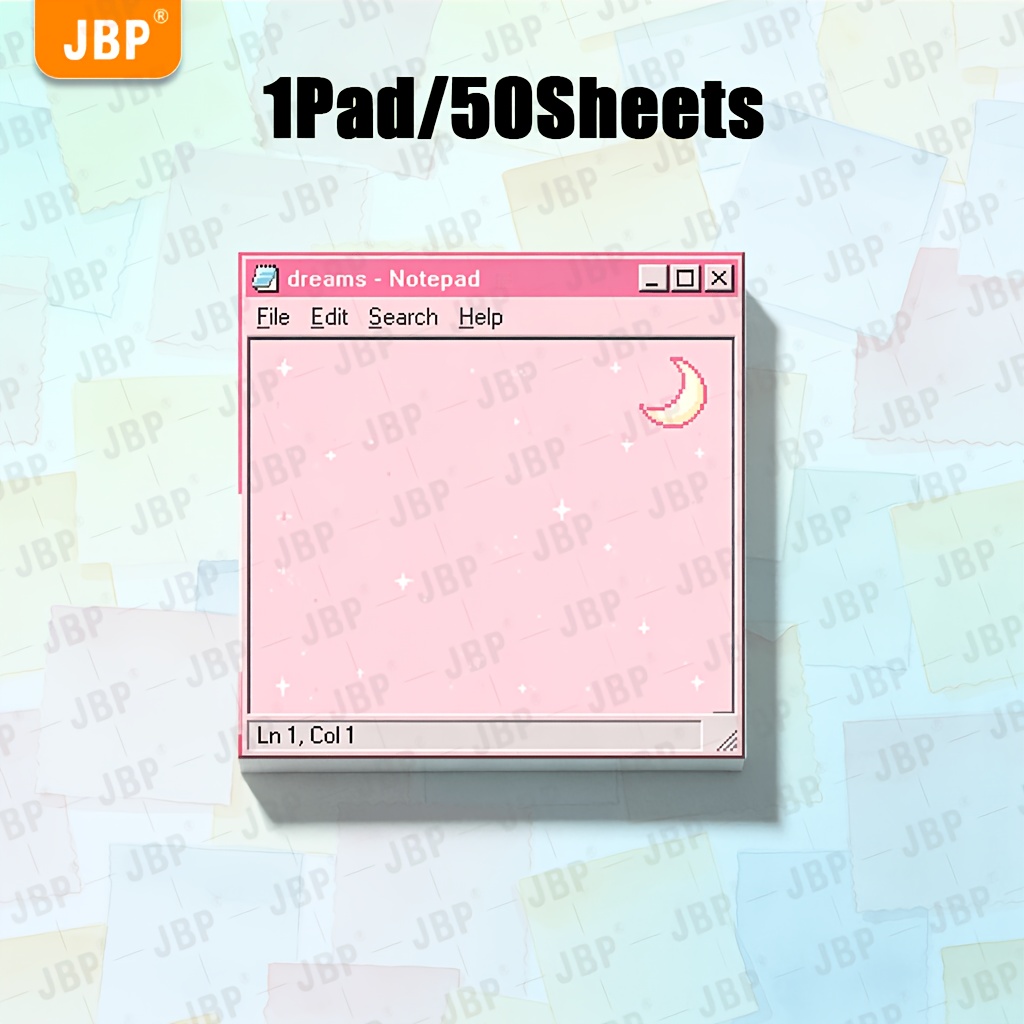 TEMU 50/100 Sheets Vintage Computer Sticky Notes, Vintage Notebook , Pink Y2k Old Windows Style Self-adhesive Reminder Memo Pad For Office & School