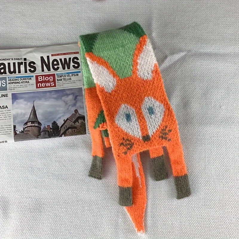 A Fox-shaped Scarf Shawl, A Casual And Warm Scarf For Autumn And Winter, A Long Cozy Animal Scarf For Women