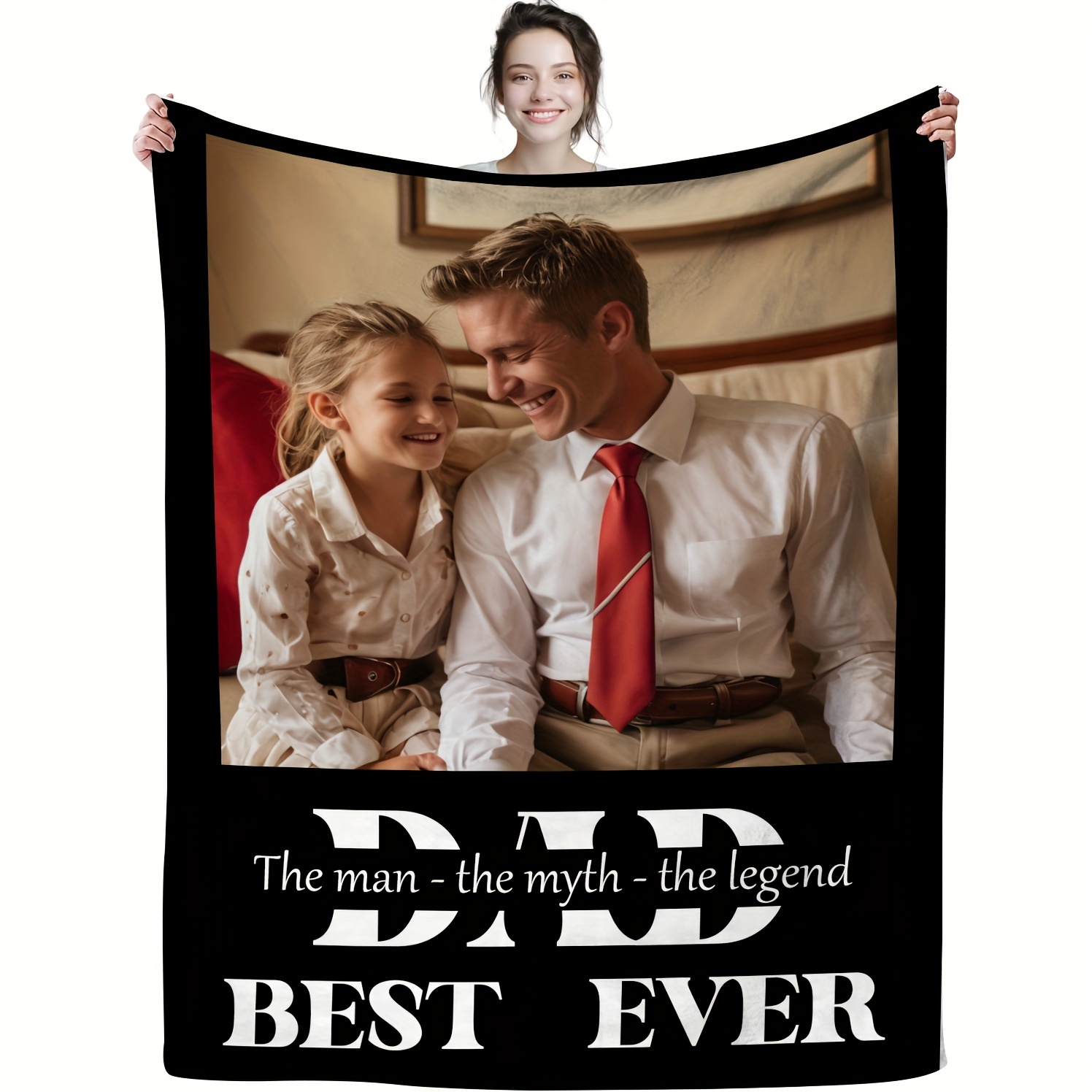 

1pc Custom Photo Dad Gifts For Son Creative Custom Photo Soft Blanket Flannel Blanket