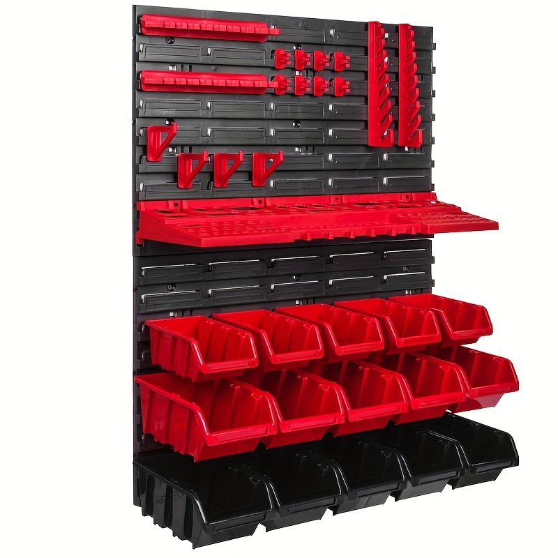 34 piece diy woodworking organizer set wall mounted storage rack for screws nuts bolts nails beads small hardware easy install heavy duty garage organization system details 0