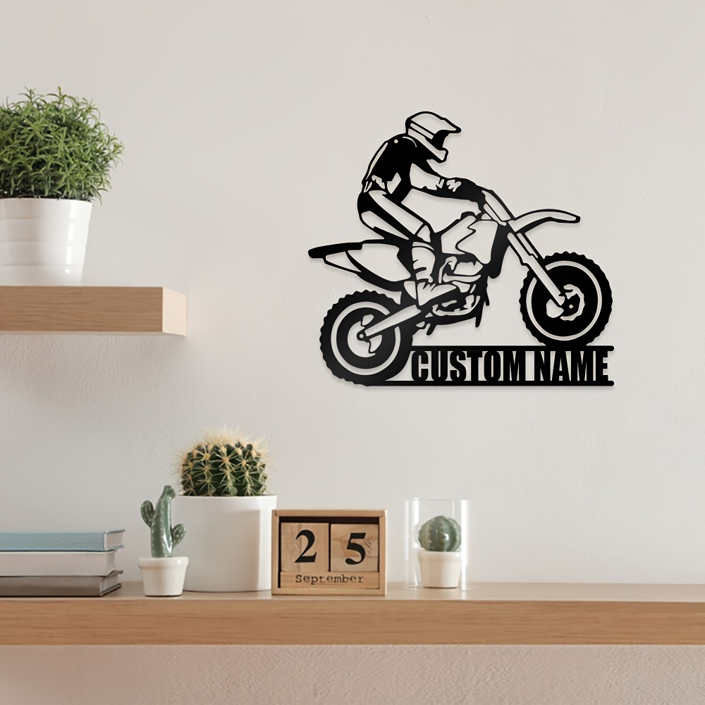 

(custom) 1pc Custom Dirt Bike Wall Art Sign With Biker Name - Motorcycle Garage Decor - Birthday Or Biker Gift