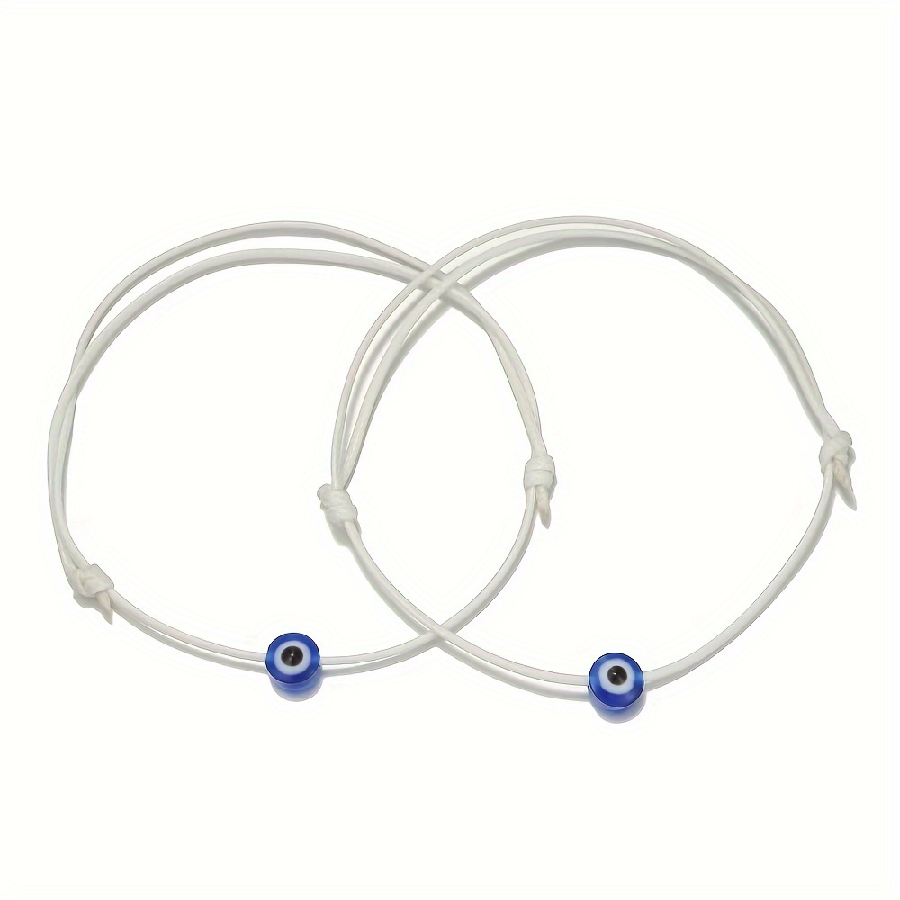 Image of 2pcs Set Of European And American -border Retro Colorful Wax Thread Eye Hand Rope Handmade Braided Bracelet Stacked Couple Bracelet