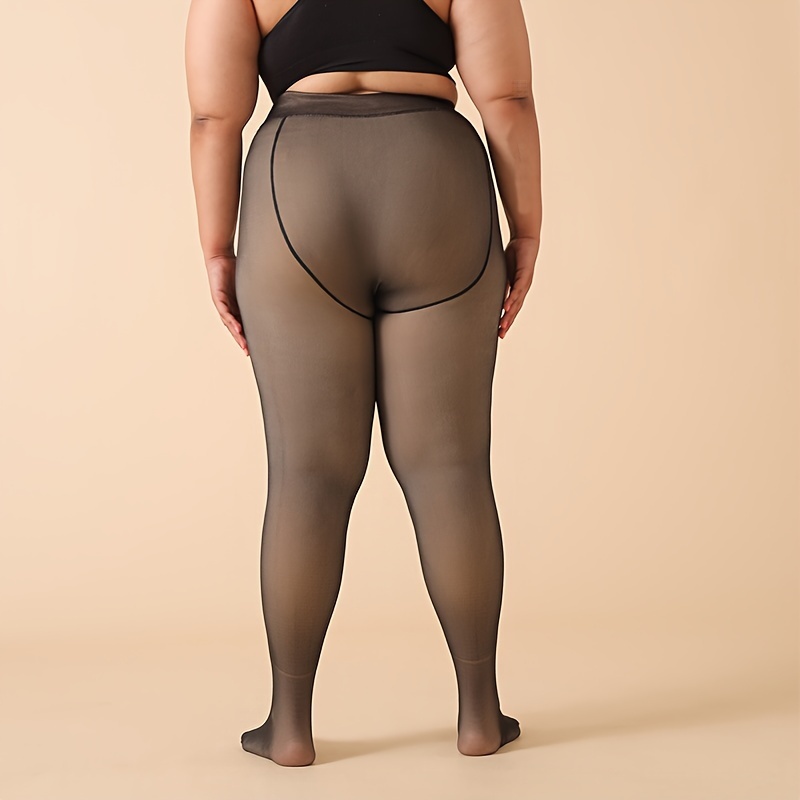 Autumn And Winter Collection Plus-Size Women'S Thickened Fleece-Lined Tights, High-Waisted Stretchy Warm Leggings, Fleece-Lined High-Elastic Base Layer Stockings, Thermal Pants.