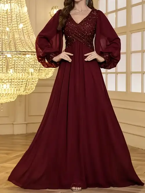 red wedding guest dress with sleeves Dress, Silk Dress, Wrap Dress, Bridesmaid Dress, Dress, Women Dress, Maxi Dress, Evening Dress, Long Garnet red long sleeve wrap maxi dress in breathable vegan silk blend New Long-Sleeve V-Neck Beaded Waist-Cinching