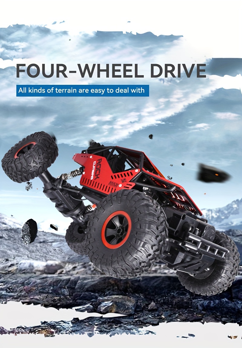 2.4Ghz 4WD RC Cars, Remote Control Off Road Monster Truck, Metal Shell Car 2.4Ghz 4WD Dual Motors, All Terrain Hobby Truck With 120 Min Play Boy Adult Kids Gifts Toys For Halloween Christmas