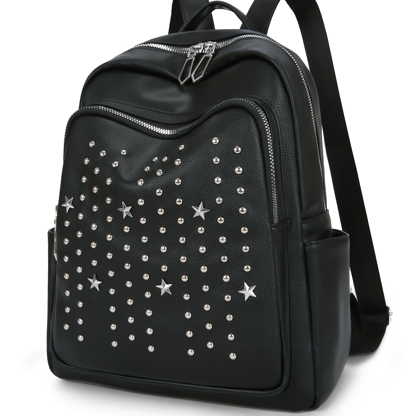 stylish studded backpack women adjustable straps multiple  display picture 2