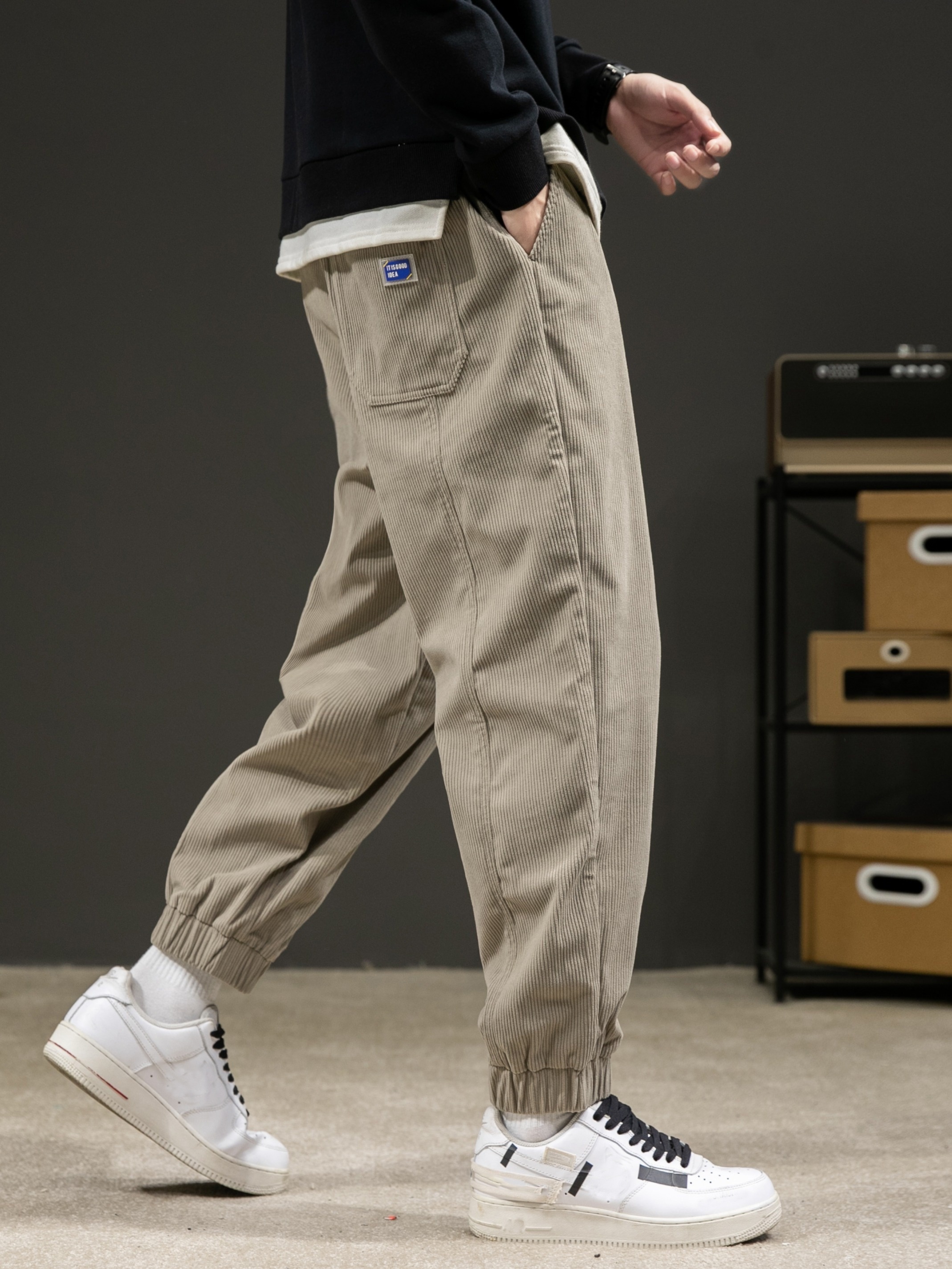 Men's Vintage Corduroy Warm Pants Casual Slightly Stretch - Temu