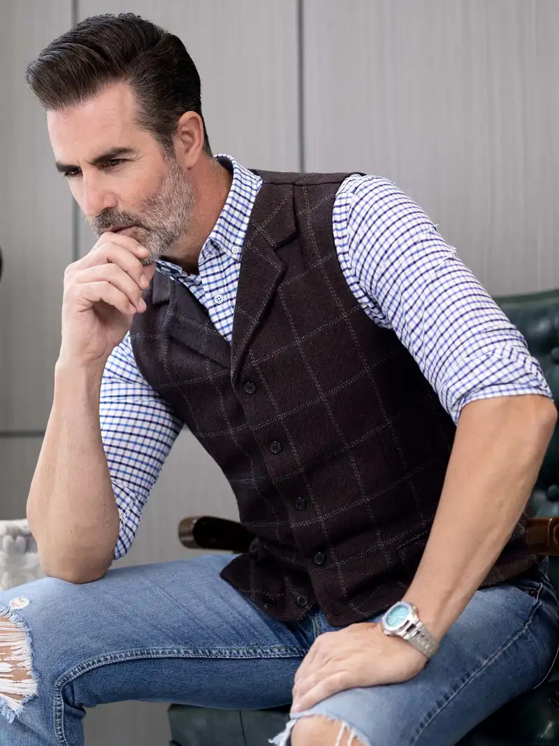 formal vests men featuring a vintage check - Temu formal vests men featuring a vintage check - Temu