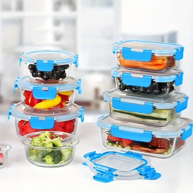 24pcs 12 lids 12 glass bowls glass meal preparation containers reusable and stackable food storage containers with lids that are leak proof for camping picnics schools offices and colleges kitchen storage boxes and kitchen accessories Product details 1