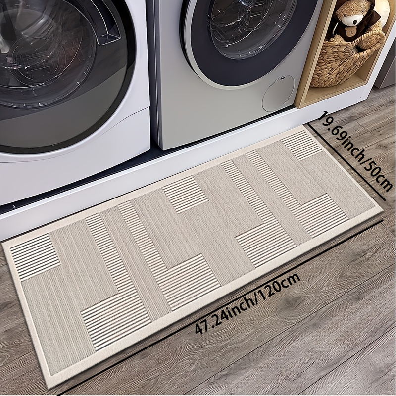 TEMU 1pc Geometric Striped Nordic Rug, Long Runner Rug, Hallway Carpet, Soft And Durable, Machine Washable And Easy To Clean, 850 Grams Of Velvet Per