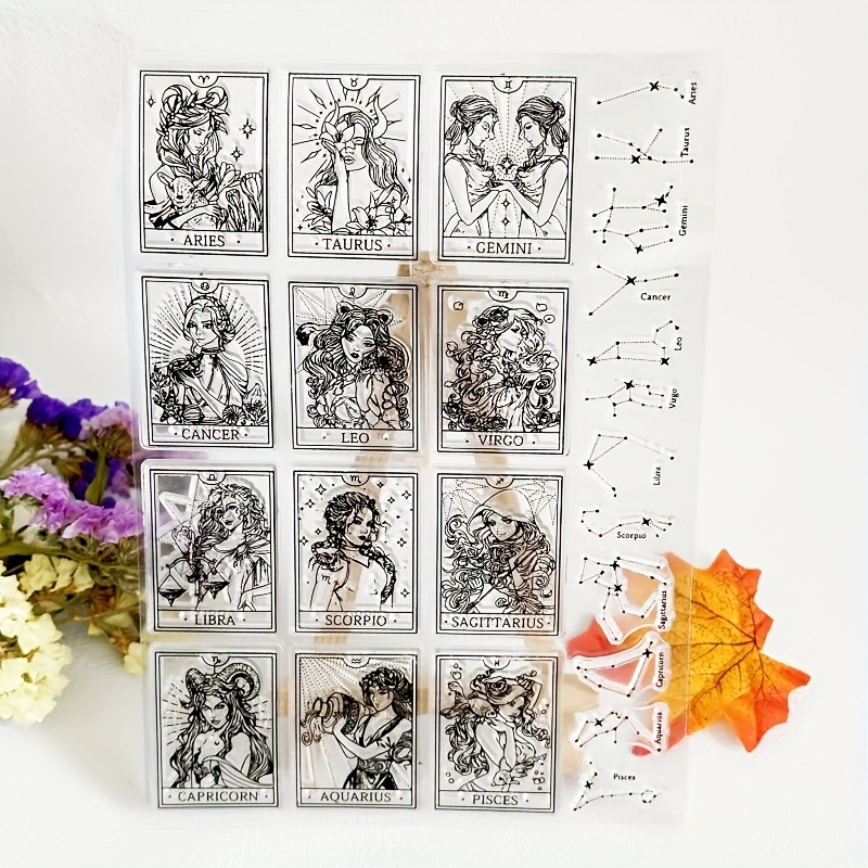 

Constellation Clear Stamps 12 Goddess Silicone Stamps Virgo Leo Rubber Stamps Clear Stamp Seals For Card Making Diy Journaling Scrapbooking Embossing Photo Album Decoration