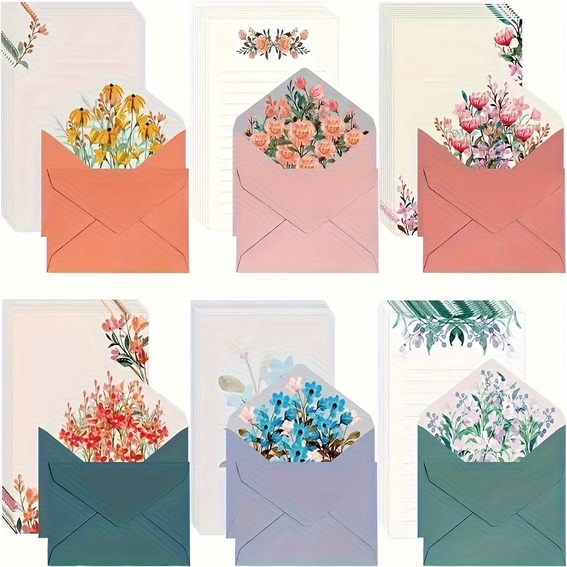 

A Set Of 36pcs Vintage Floral Writing Paper With Envelopes, Envelope Writing Paper Set, Vintage Floral Writing Paper With Stickers, And Letterhead Writing Paper With Invitation Envelope